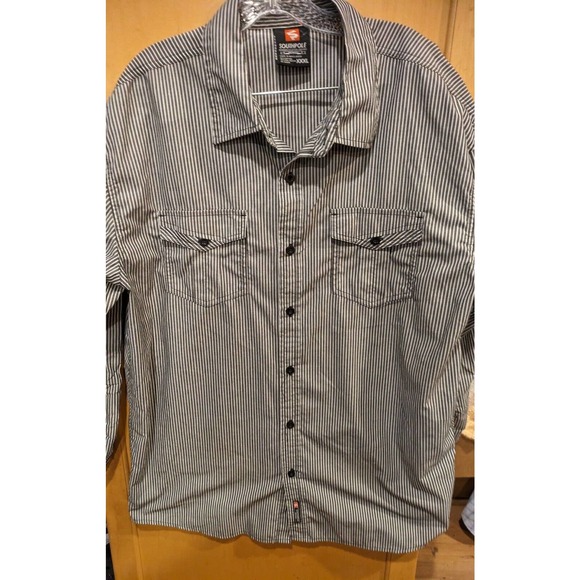 Southpole Dress‎ Shirt Adult 3XL Black Stripes Button Down Mens - Picture 1 of 3